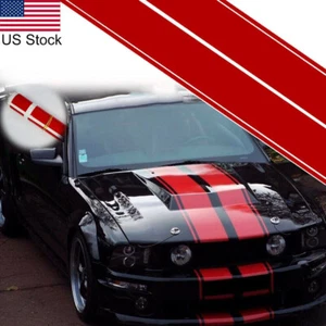 78.7''Red Hood Roof Rally Racing Stripe Decal Vinyl Sticker For Ford Mustang Etc - Picture 1 of 5