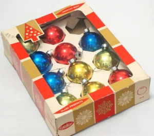 Vintage box of 11 mercury glass balls Christmas ornaments with vintage patina - Picture 1 of 6