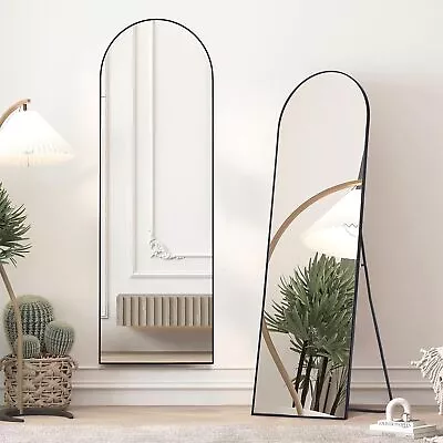 Full-length Mirror Floor Mirror Large Wall Bedroom Mirror Stand Alloy Thin Frame - Image 1 of 4