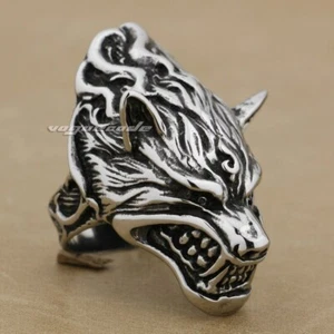 Stainless Steel Werewolf Grinning Ring Biker Punk Jewellery AG02C - Picture 1 of 18