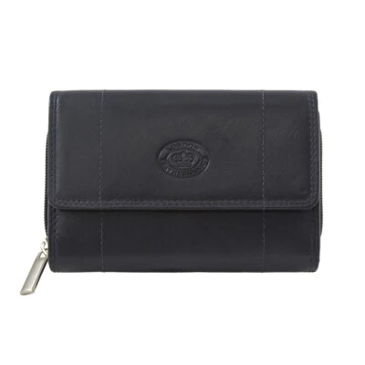 RFID Navy Real Leather Ladies Purse // Dark Blue Leather Ladies Wallet  - Image 1 of 4