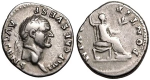 Vespasian (AD 69-79) Roman AR silver denarius coin Pontif Maxim RIC 546 Rome - Picture 1 of 3