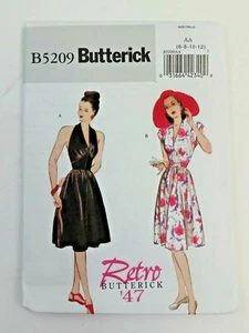 Retro Butterick '47 B5209 Misses Dress Halter Cap Sleeve AA 6 8 10 12 New Uncut - Picture 1 of 2
