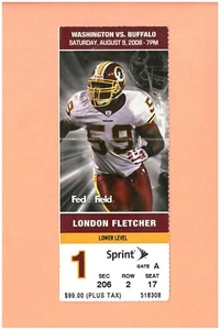 Buffalo Bills at Washington Redskins 8-9-2008 ticket stub London Fletcher photo - Picture 1 of 2