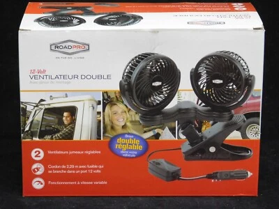 RoadPro - 12 В постоянного тока - двойной вентилятор с монтажным зажимом - P/N # RPSC8572 - Бесплатная доставка - Изображение 1 из 2