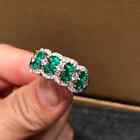 2Ct Oval Cut Lab Created Green Emerald Wedding Band Ring 14K White Gold Plated