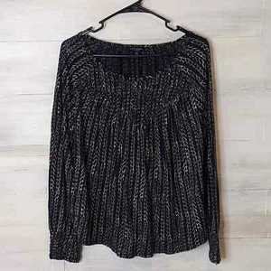 Lucky Brand Blue and Cream Loose Fit Long Sleeve Knit Top Size L - Picture 1 of 4