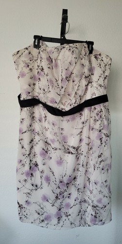 OFF WHITE Abito da sposa David's bianco sporco viola floreale senza spalline con volant e zip taglie forti 3XL