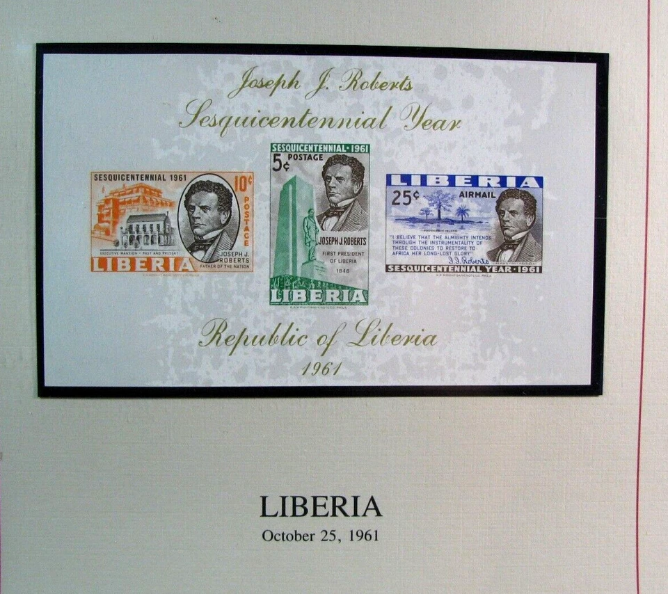 Liberia Souvenir Sheet Foreign Liberia's First President MNH  H329 - Image 1 of 2