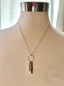 CATHERINE WEITZMAN 14 Karat Gold Filled Fern Twig Olive Leaf Pendant Necklace - Picture 1 of 9