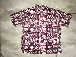 Maglione Reyn Spooner Hawaiian Aloha mezzo bottone fantasia viola camicia XL USATO - Foto 1 di 15