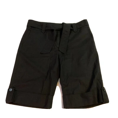 WILLI SMITH Kate Fit Black Bermuda Shorts  Linen Blend Women’s Size 6￼ - Image 1 of 4