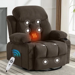 Large Massage Rocker Recliner Chair Rocking Chairs for Adults w/ Cup Holders USB - Picture 1 of 13