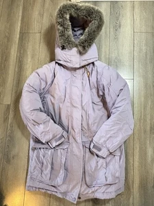 LL Bean Parka Coat Jacket Womens Med Faux Fur Trim Goose Down Gore tex Purple - Picture 1 of 13