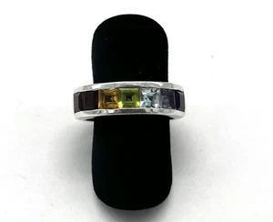 925/- Silberring, simulierte Diamanten, Quadrat, Muster, Gr. 56, 6 mm breit - Bild 1 von 3