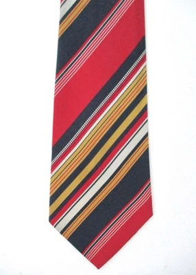 Винтажный галстук 60-х Rat Pack красный синий золотой серый с переменной диагональю полоса блестящий акулья кожа - Изображение 1 из 4