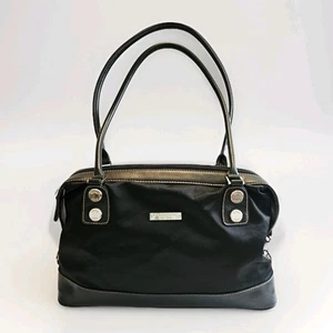 Etienne Aigner Shoulder Bag Black With Leather Accents & Silver Hardware 36008 - Picture 1 of 20