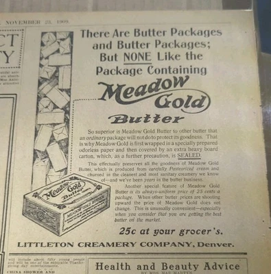 NOV 1909 PÁGINA DE PERIÓDICO #1258 - MANTEQUILLA DORADA PRADO - TAN SUPERIOR - 5 PÁGINAS Foto 1 de 4
