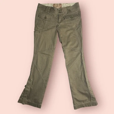Pantalones acampanados Abercrombie & Fitch para mujer talla 2 marrón con solapa bolsillo Y2K tiro bajo de colección Foto 1 de 4