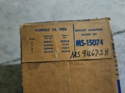 NORS VICTOR MS 15074 Manifold GASKET 套装 适用于 58 Pontiac V8 — 第 1/2 张图片