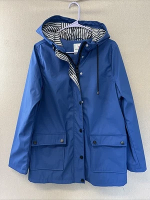 Impermeable para mujer Urban Republic talla S azul con acento a rayas grises/blancas D1208319 Foto 1 de 4