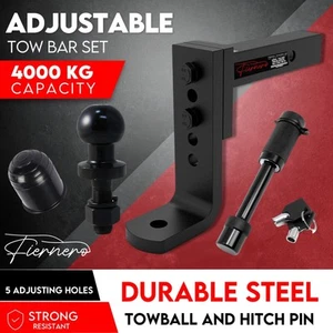 Adjustable Height Tow Hitch Ball Towbar Drop Mount Tongue Trailer Tow Bar 4000KG - Picture 1 of 11