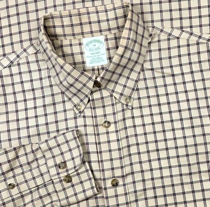 Brooks Brothers Button Up Soft Twill Hemd M Milano braun kariert langarm - Bild 1 von 13