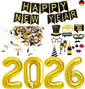 Silvester Deko 2026 Dekoration Set, Neujahr Silvesterdeko, Happy New Year - Bild 1 von 6