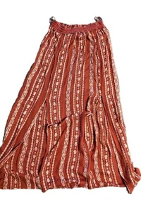 Blau Regen Rost Ethno Tribal Print vorne Doppelschlitz Maxirock Größe Medium - Bild 1 von 5