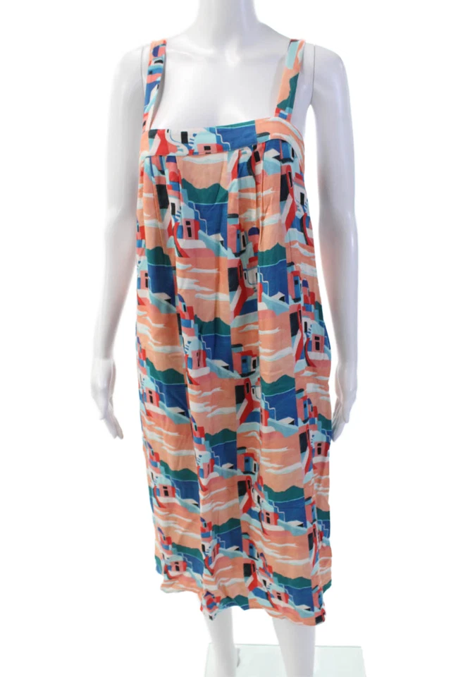 Vestido midi multicolor sin mangas cuello cuadrado para mujer Corey Lynn Calter talla S Foto 1 de 4