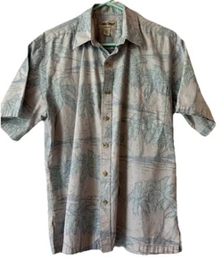 Vintage COOKE STREET Hawaiian Aloha Shirt Reverse Print Button Down Men’s MEDIUM - Picture 1 of 10
