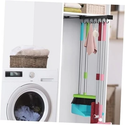 Soporte para escoba extraíble con gancho deslizante ajustable de doble fila, 36 cm/14,17 pulgadas Foto 1 de 4