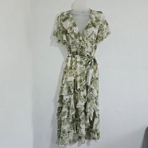 Abito midi Kate e Lily taglia PM floreale boho chic romantico fata matrimonio verde  - Foto 1 di 7