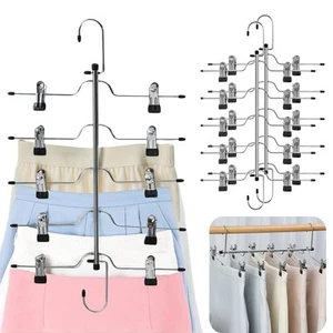 3 Pack Skirt Hangers Space Saving 5 Tier Metal Skirt Hanger with Clips, Durab... - Picture 1 of 7