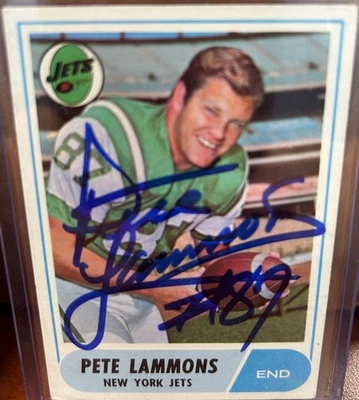 1968 Topps Pete Lammons #143 🔥 Jets 🏈 GORGEOUS Autograph 🔥 Tough 🔥 Auto - Image 1 of 2