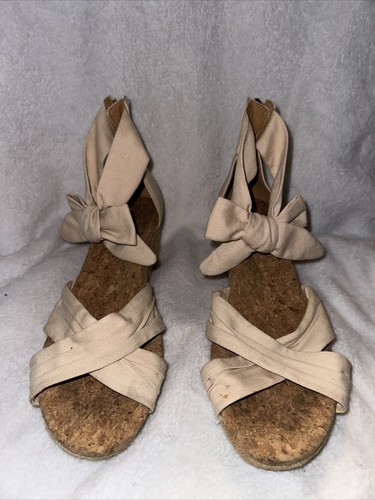 Sandali UGG AUSTRALIA donna crema espadrillas zeppa sughero taglia 7 5 M