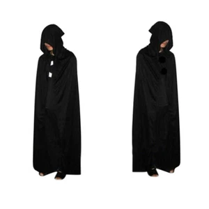 Mantello con cappuccio della morte vestito spettrale nero costume Halloween - Foto 1 di 3
