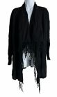 $198 C BY Bloomingdale's Women's Black Tassel Trim Cashmere Cardigan Size Large
