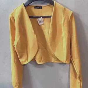 Solid Open Front Blazer, Casual Long Sleeve Crop Blazer For Work - Picture 1 of 3