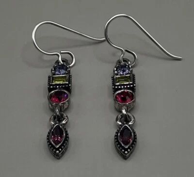 Pendientes para mujer Patricia Locke EE. UU. placa de plata perforada cristales de Swarovski 2007 Foto 1 de 4