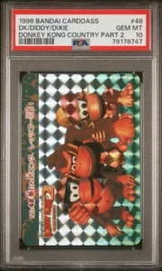 PSA 10 GEM MINT DK/Diddy/Dixie 1996 Bandai Carddass #48 Donkey Kong Country 2 - Foto 1 di 2