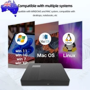 Portable CD DVD ROM USB 3.0 & Type-C DVD RW CD Writer Drive Useful for Laptop PC - Afbeelding 1 van 12