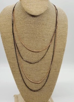 Collar Avon Multicadena Metales Mezclados Capas Negro Oro Rosa #52 Foto 1 de 4