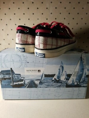 Zapatos de barco para mujer 8 Sperry Top Sider Seamate rojo lentejuelas a cuadros charol negro Foto 1 de 4