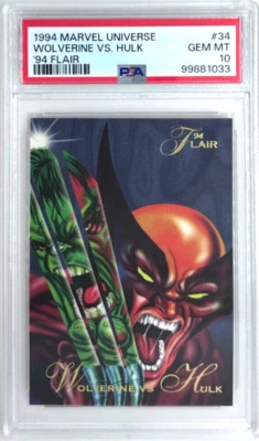 1994 Marvel Universe '94 Flair Wolverine Vs. Hulk #34 PSA 10 ICONIC COMIC COVER! - Image 1 of 2