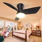 VOLISUN Small Ceiling Fans with Lights, 30in Flush Mount Ceiling Fan with Black