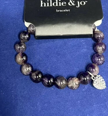 Pulseira batida de pedra natural por Hildie&jo ametista linda nova em folha - Imagem 1 de 2