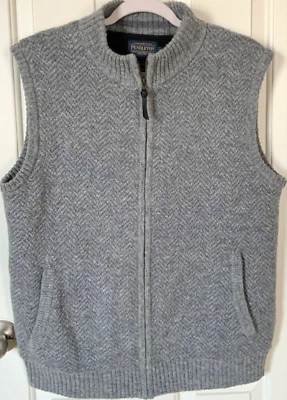 Pendleton Sweater Vest Gray Shetland Washable Wool Soft Fleece Lined Sz M - Image 1 of 4