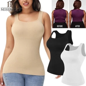Women Seamless Tank Tops Shapewear Tummy Control Body Shaper Shirt Slimming Vest - Picture 1 of 11