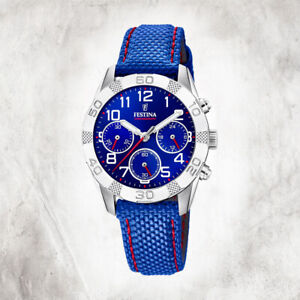 Festina Leder/PU Kinder Uhr F20346/2 Armbanduhr blau Junior Collection UF20346/2